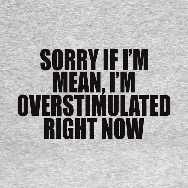 Sorry If I’m Mean, I’m Overstimulated Right Now Shirt, Y2k Aesthitic Shirtr, Self Care, Self Love Shirt, Mental Health Gifts by ILOVEY2K